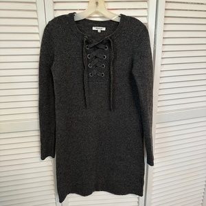 Madewell Tie Front Sweater Dress long sleeve